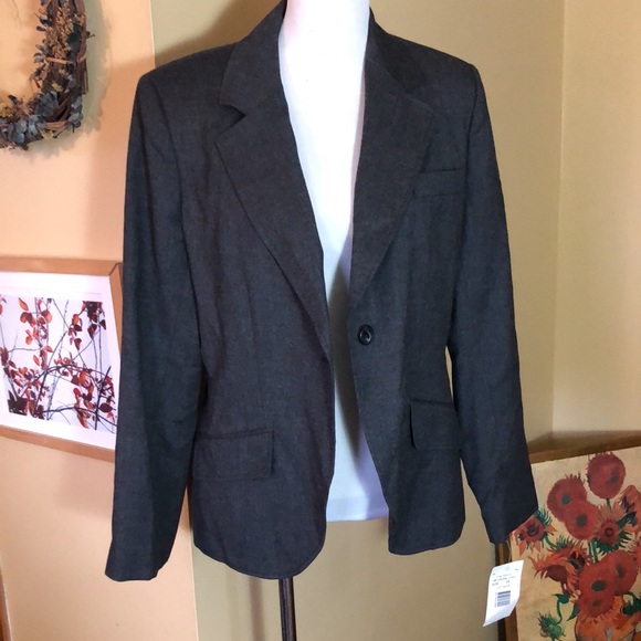 HARVE BENARD Size 14 Charcoal Gray Blazer Jacket Wool Lined Women Carer $138 NWT - Picture 2 of 11